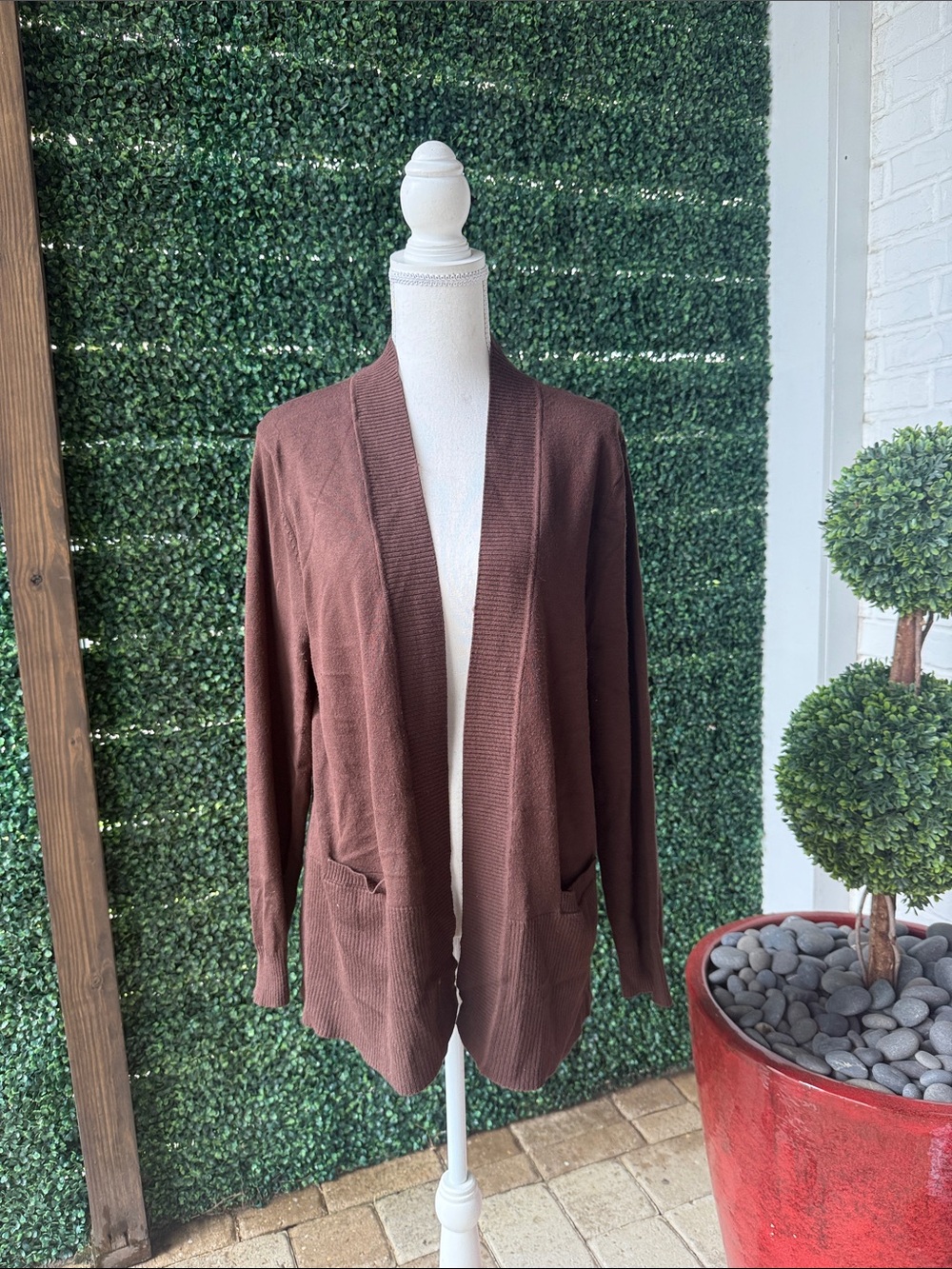 White Stag Brown Ribbed Knit Cardigan